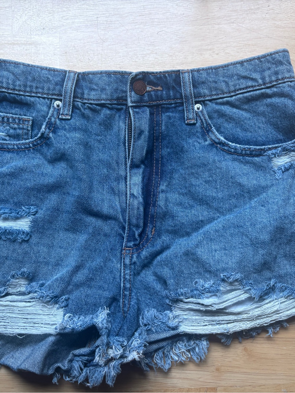 Sneak Peek Distressed Blue Denim Cutoff Shorts